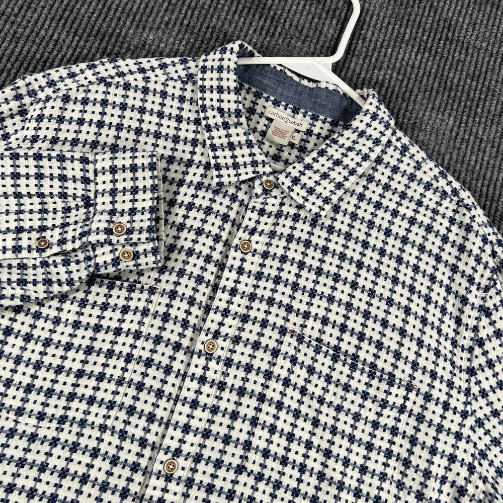 Carbon 2 Cobalt Shirt Mens XL Extra Large Blue‎ White Geometric Button Up